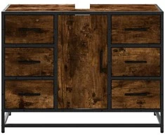 Vonios spintelė praustuvui, dūminio ąžuolo, 80x33x60cm, mediena