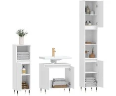Vonios spintelių komplektas, 3 dalių, baltas, apdirbta mediena