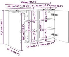 Vonios spintos komplektas 3 vnt. 106 x 16 x 62,5 cm