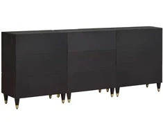Vonios spintos komplektas 3 pcs Juoda 180 x 33 x 75 cm
