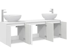 Vonios spintos komplektas 3 vnt. Balta 161,5 x 44,5 x 80 cm
