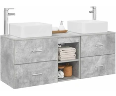 Vonios spintos komplektas 3 vnt. Betono pilka 129 x 41 x 80 cm