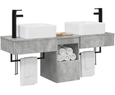 Vonios spintos komplektas 3 vnt. Betono pilka 136 x 35 x 80 cm