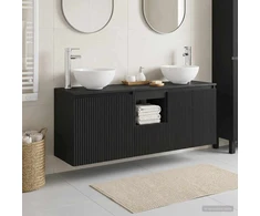 Vonios spintos komplektas 3 vnt. Juoda 49,5 x 41 x 64,5 cm