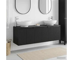 Vonios spintos komplektas 3 vnt. Juoda 49,5 x 44,5 x 65 cm
