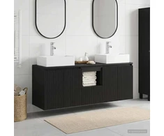 Vonios spintos komplektas 3 vnt. Juoda 49,5 x 41 x 62,5 cm