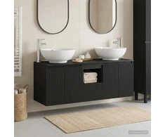 Vonios spintos komplektas 3 vnt. Juoda 49,5 x 44,5 x 65 cm