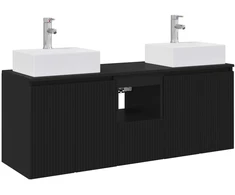 Vonios spintos komplektas 3 vnt. Juoda 49,5 x 41 x 62,5 cm