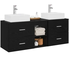 Vonios spintos komplektas 3 vnt. Juoda 49,5 x 41 x 62,5 cm