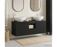Vonios spintos komplektas 3 vnt. Juoda 49,5 x 44,5 x 65 cm