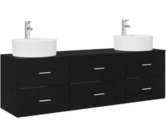Vonios spintos komplektas 3 vnt. Juoda 161,5 x 44,5 x 82 cm