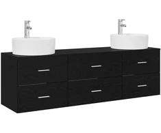 Vonios spintos komplektas 3 vnt. Juoda 62,5 x 44,5 x 50 cm