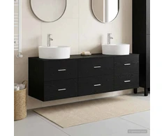 Vonios spintos komplektas 3 vnt. Juoda 62,5 x 44,5 x 50 cm