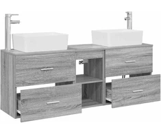 Vonios spintos komplektas 3 vnt. Pilka Sonoma 136 x 35 x 80 cm