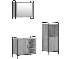 Vonios spintos komplektas 3 vnt. Pilka Sonoma 40 x 36 x 99,5 cm