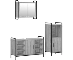 Vonios spintos komplektas 3 vnt. Pilka Sonoma 40 x 36 x 99,5 cm