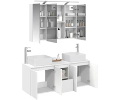 Vonios spintos komplektas 4 pcs Balta 100 x 14,5 x 70 cm