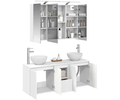 Vonios spintos komplektas 4 pcs Balta 100 x 14,5 x 70 cm