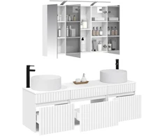Vonios spintos komplektas 4 pcs Balta 100 x 14,5 x 70 cm