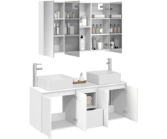 Vonios spintos komplektas 4 pcs Balta Apdirbta mediena