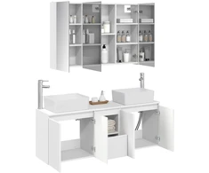 Vonios spintos komplektas 4 pcs Balta Apdirbta mediena
