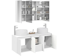 Vonios spintos komplektas 4 pcs Balta Apdirbta mediena