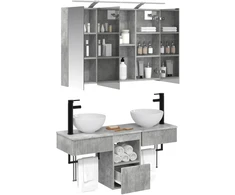 Vonios spintos komplektas 4 pcs Betono pilka 100 x 14,5 x 70 cm