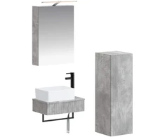 Vonios spintos komplektas 4 pcs Betono pilka 50 x 14,5 x 70 cm