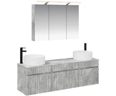 Vonios spintos komplektas 4 pcs Betono pilka 100 x 14,5 x 70 cm