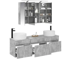 Vonios spintos komplektas 4 pcs Betono pilka 100 x 14,5 x 70 cm