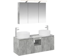 Vonios spintos komplektas 4 pcs Betono pilka 100 x 14,5 x 70 cm