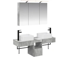Vonios spintos komplektas 4 pcs Betono pilka 100 x 14,5 x 70 cm