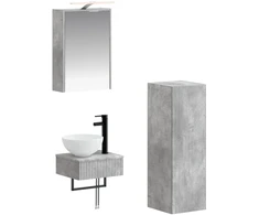 Vonios spintos komplektas 4 pcs Betono pilka 43 x 16 x 62,5 cm