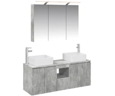 Vonios spintos komplektas 4 pcs Betono pilka 100 x 14,5 x 70 cm