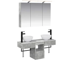 Vonios spintos komplektas 4 pcs Betono pilka 100 x 14,5 x 70 cm