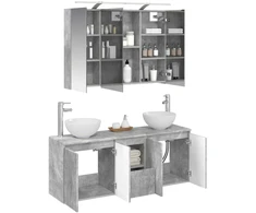 Vonios spintos komplektas 4 pcs Betono pilka 100 x 14,5 x 70 cm