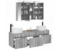 Vonios spintos komplektas 4 pcs Pilka Sonoma 100 x 14,5 x 70 cm