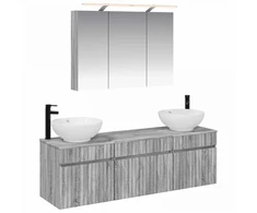 Vonios spintos komplektas 4 pcs Pilka Sonoma 100 x 14,5 x 70 cm