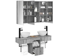 Vonios spintos komplektas 4 pcs Pilka Sonoma
