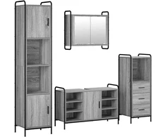 Vonios spintos komplektas 4 vnt. Pilka Sonoma 40 x 36 x 181 cm