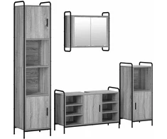 Vonios spintos komplektas 4 vnt. Pilka Sonoma 40 x 36 x 181 cm