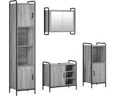 Vonios spintos komplektas 4 vnt. Pilka Sonoma 40 x 36 x 181 cm