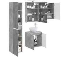 Vonios spintos komplektas 5 pcs Betono pilka 50 x 14,5 x 70 cm