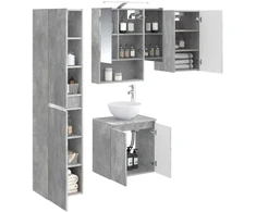 Vonios spintos komplektas 5 pcs Betono pilka 50 x 14,5 x 70 cm
