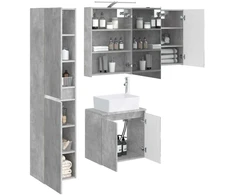 Vonios spintos komplektas 5 pcs Betono pilka 50 x 14,5 x 70 cm