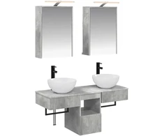 Vonios spintos komplektas 5 pcs Betono pilka 43 x 16 x 62,5 cm