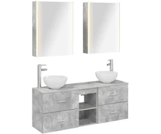 Vonios spintos komplektas 5 pcs Betono pilka 53 x 15,5 x 70 cm