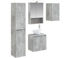 Vonios spintos komplektas 5 pcs Betono pilka 50 x 14,5 x 70 cm