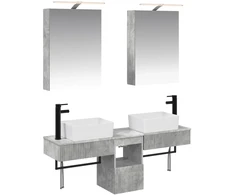 Vonios spintos komplektas 5 pcs Betono pilka 50 x 14,5 x 70 cm