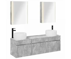 Vonios spintos komplektas 5 pcs Betono pilka 53 x 15,5 x 70 cm